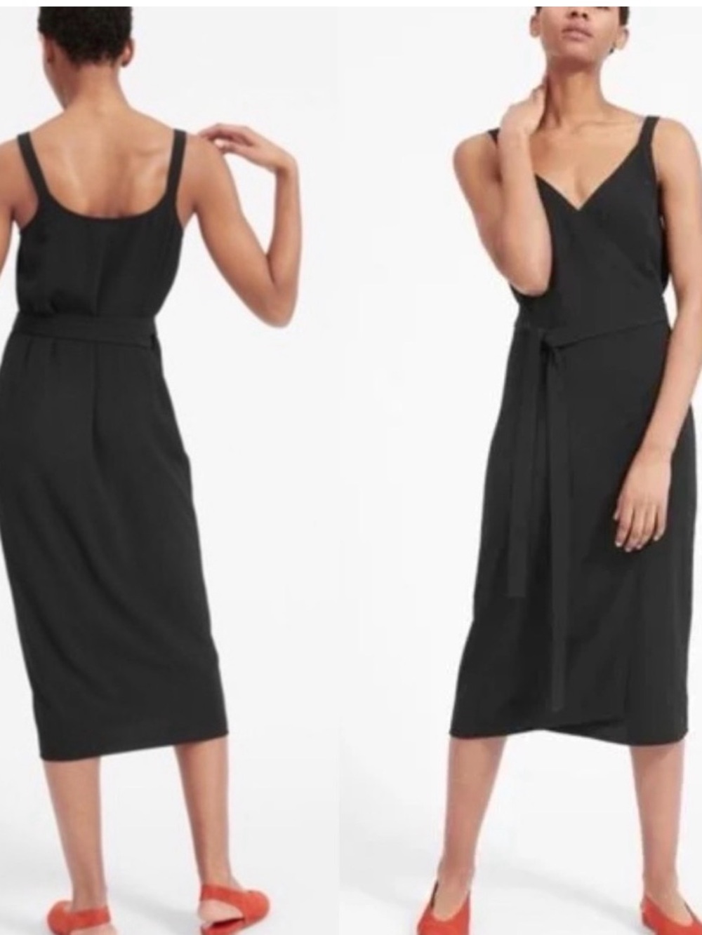 Everlane Japanese Goweave Tank Wrap Dress in Black Size 8